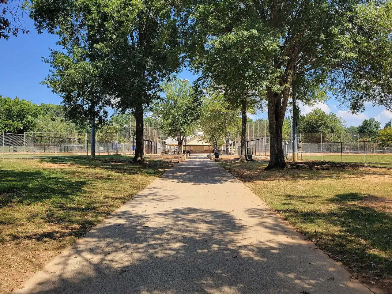 A shaded path at Hobgood Park, a Cherokee County park in the Woodstock area
