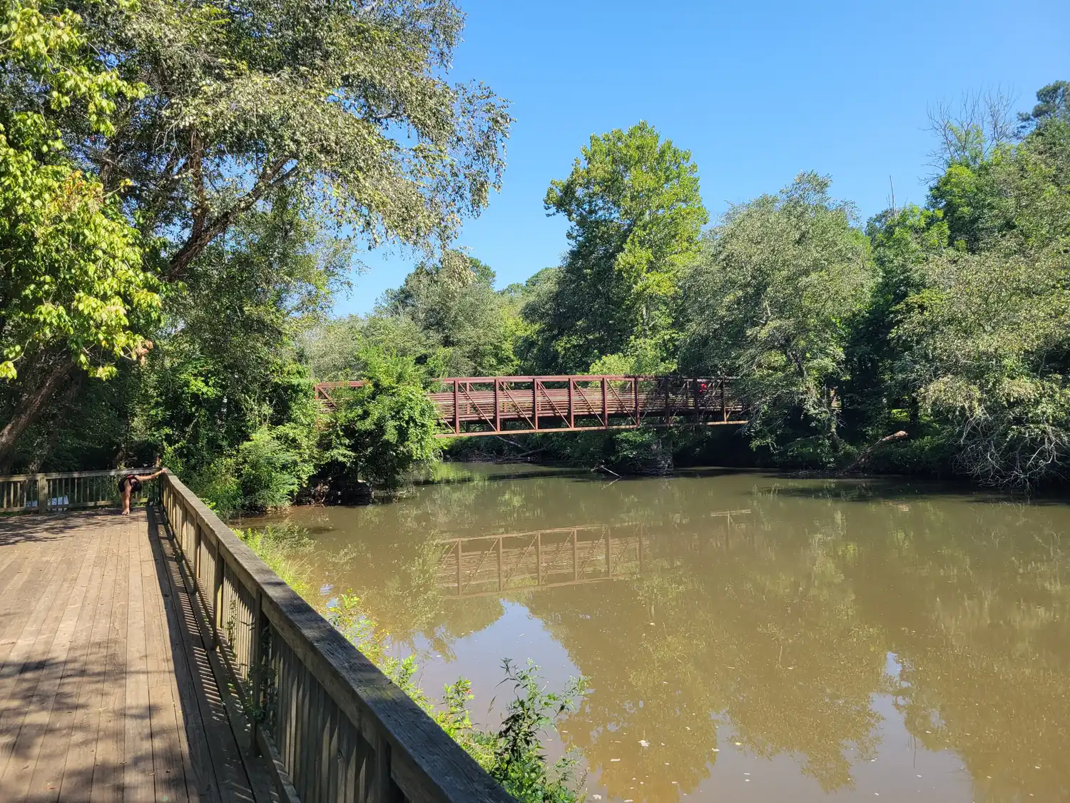 The bridge over the Little River at Olde Rope Mill Park in Woodstock