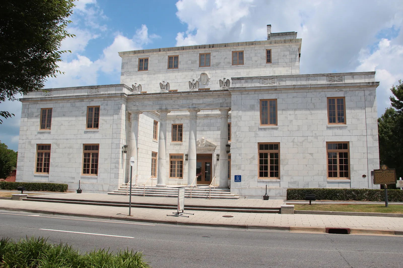 The marble Cherokee County Courthouse in downtown Canton, the county seat